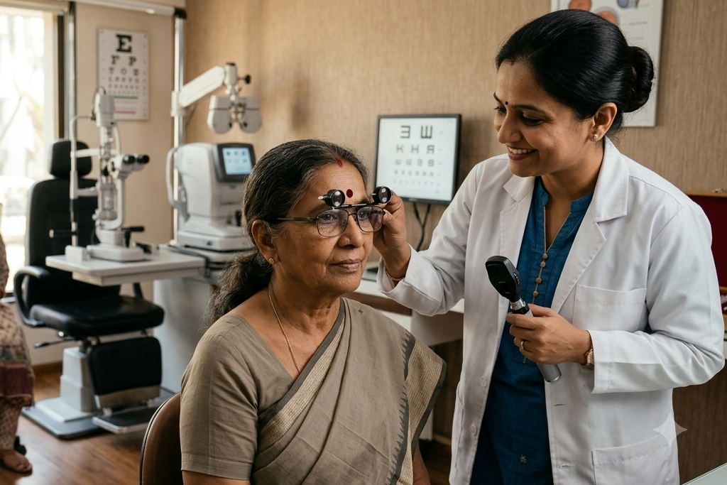 Doctor checking eye